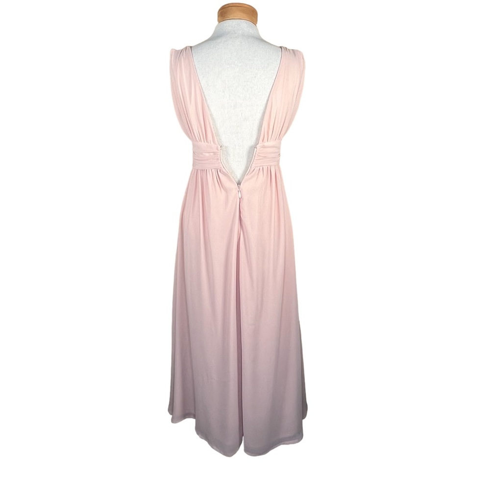 Lulu’s Deep V-Neck Blush Gown Maxi Prom Dress With Front Slit Grecian Goddess S - Picture 7 of 16